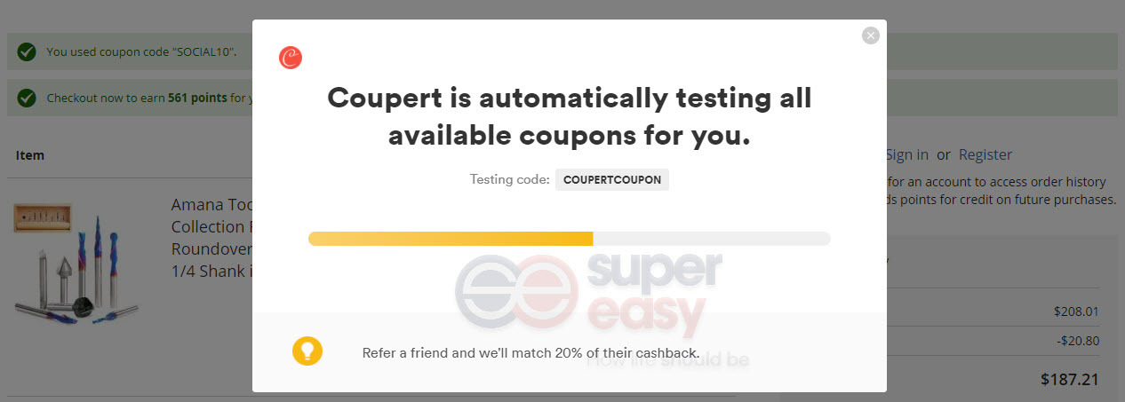 Coupert is testing coupon codes