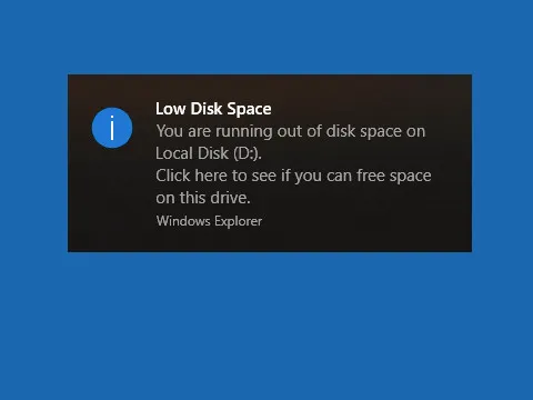 Fix Low Disk Space Warning on Windows 10