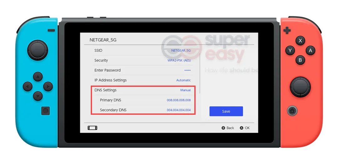 manually enter an alternate DNS on Nintendo Switch console