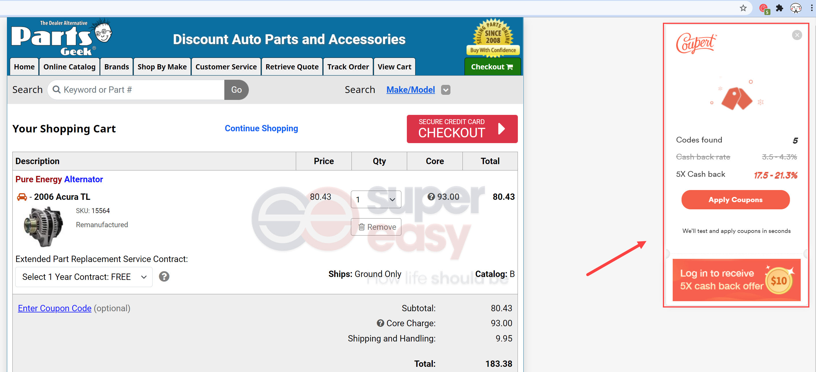Parts Geek coupons coupert checkout