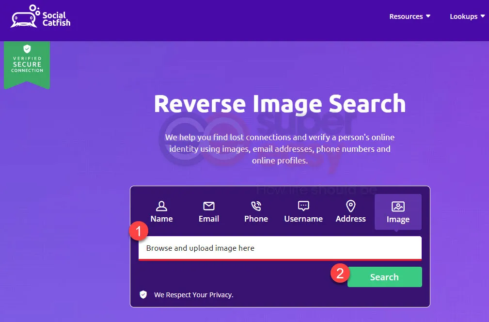Social Catfish reverse image search