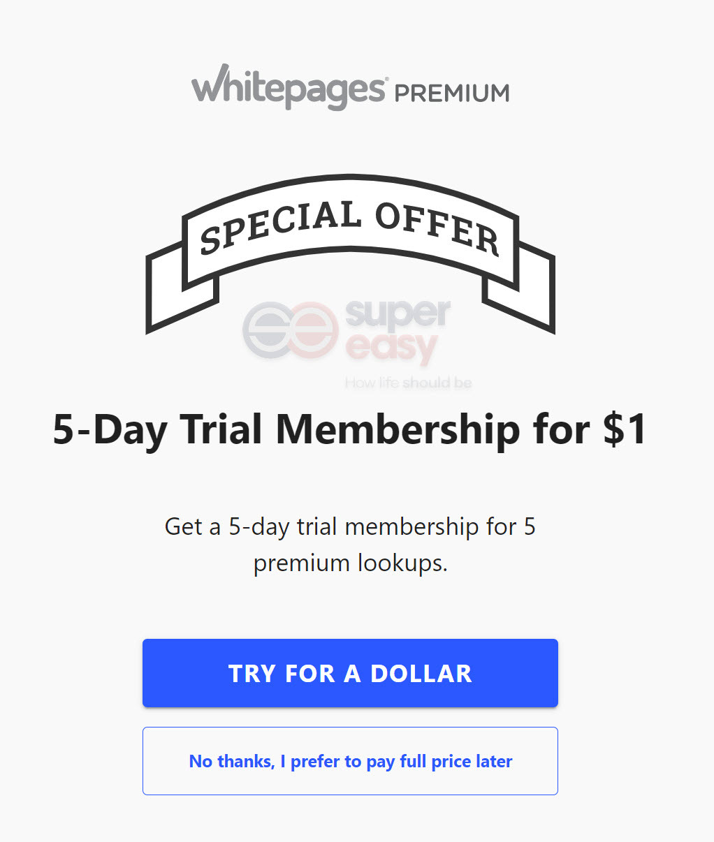 Whitepages 5-day Trial Membership For 1 dollar